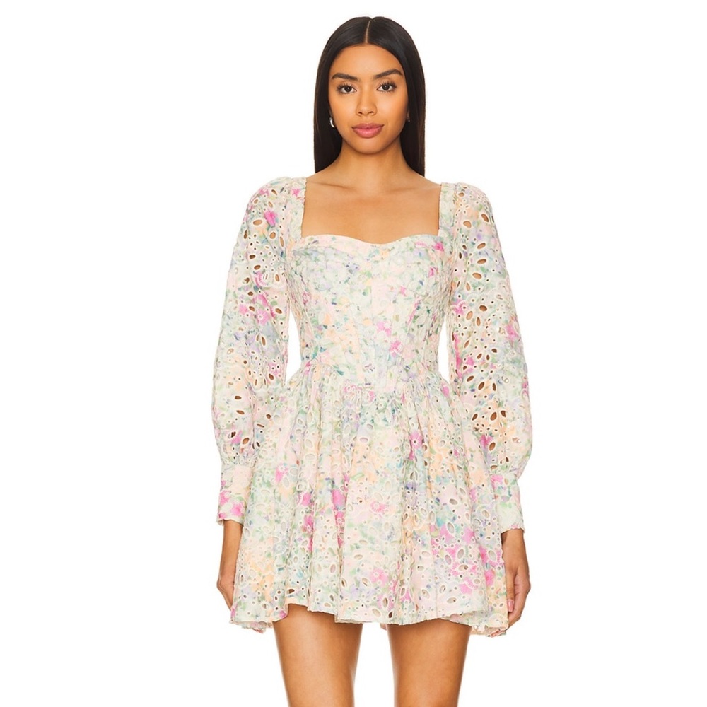 Bardot Lila flounce dress 
Size 2
Color pastel floral 
worn once